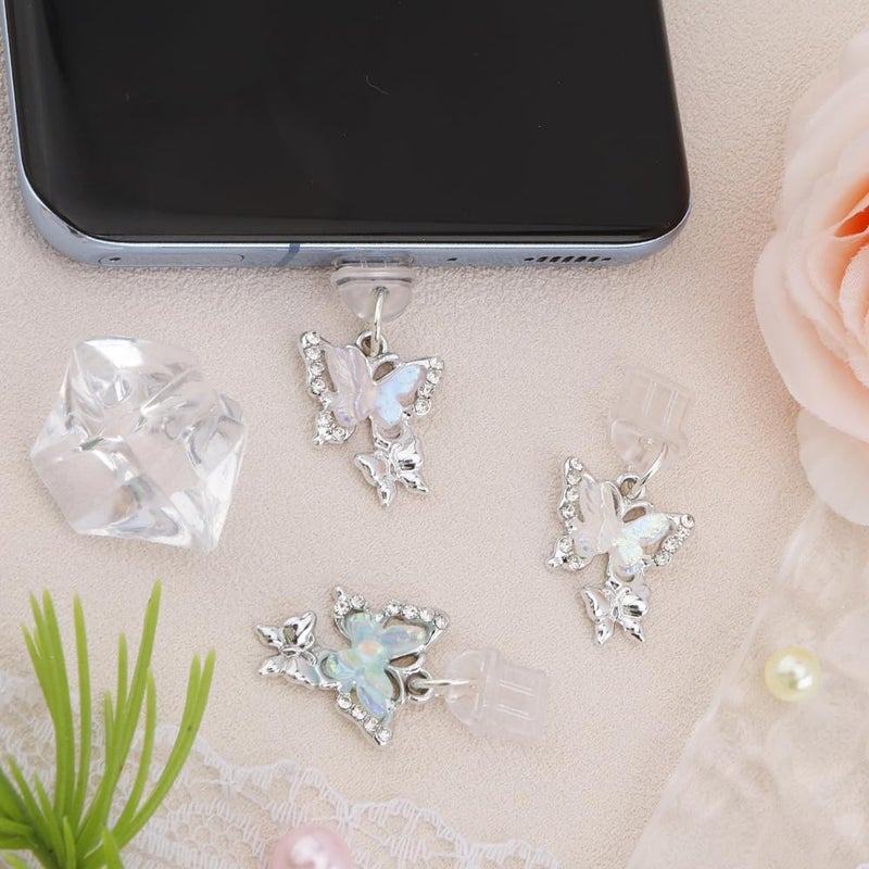 QPIXVB Kindle Dust Plug Charm,Book Lover Gifts,Dust Plug Charm Type C,Gifts for Kindle Readers,3 PCS Phone Charms,Charms for E-Reader,Butterfly Theme Kindles Paperwhite Accessories,Bookish Gift - Image 5